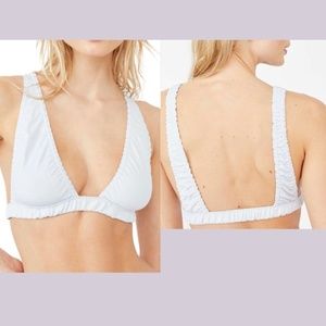NWT Free People‎ [ Medium ] Wait & See Stripe Ribbed Bralette Palest Blue